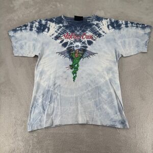 VTG Symmetria Motley Crue 1989 Dr Feelgood Band Tie Dye Shirt Mens XL Blue Stain